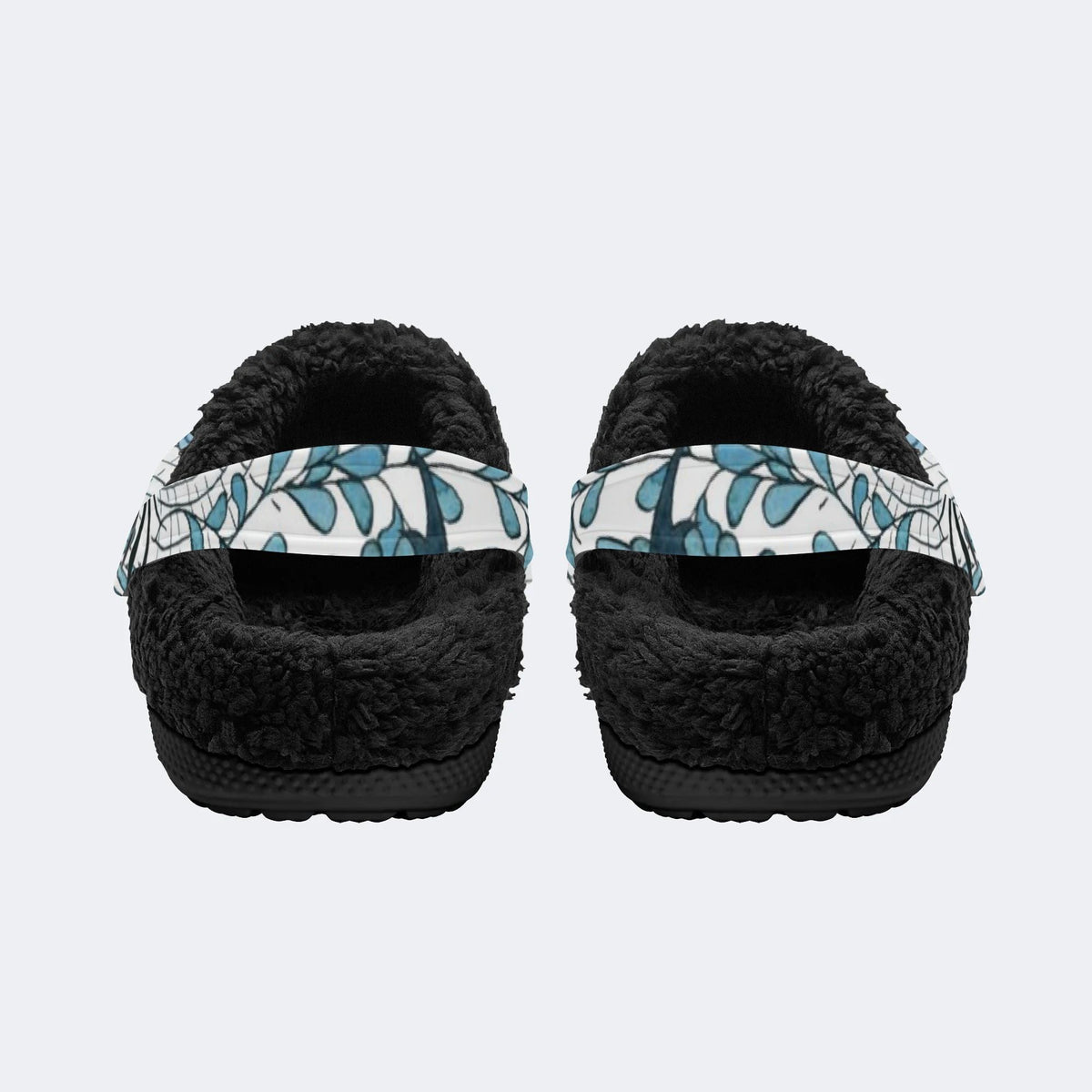 Blue Skull Foliage - Fur Lined Slippers/Sandals