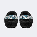 Blue Skull Foliage - Fur Lined Slippers/Sandals