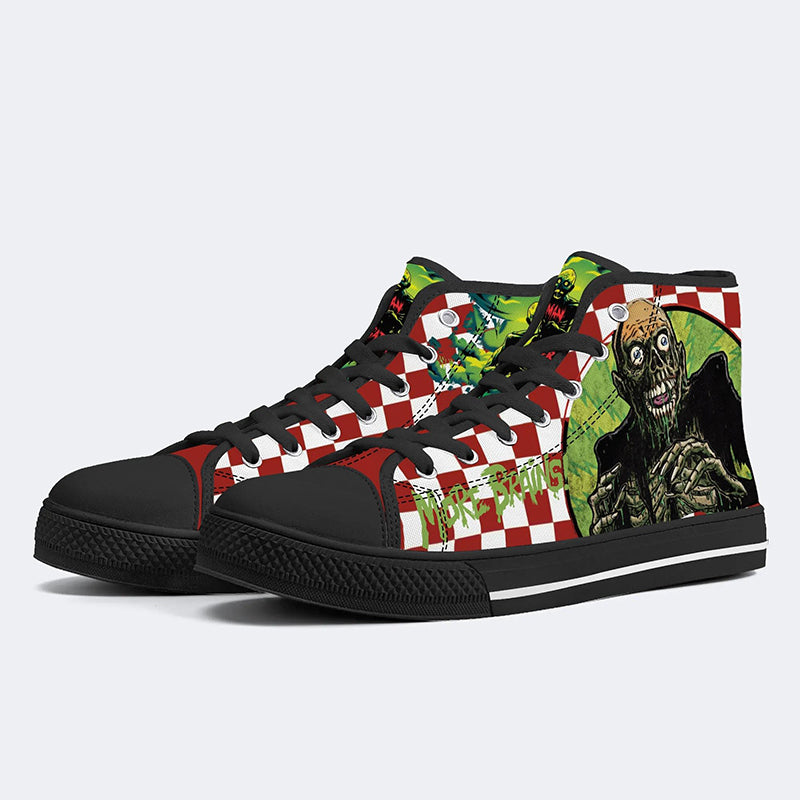 Unisex More Brains Print - High Top Canvas