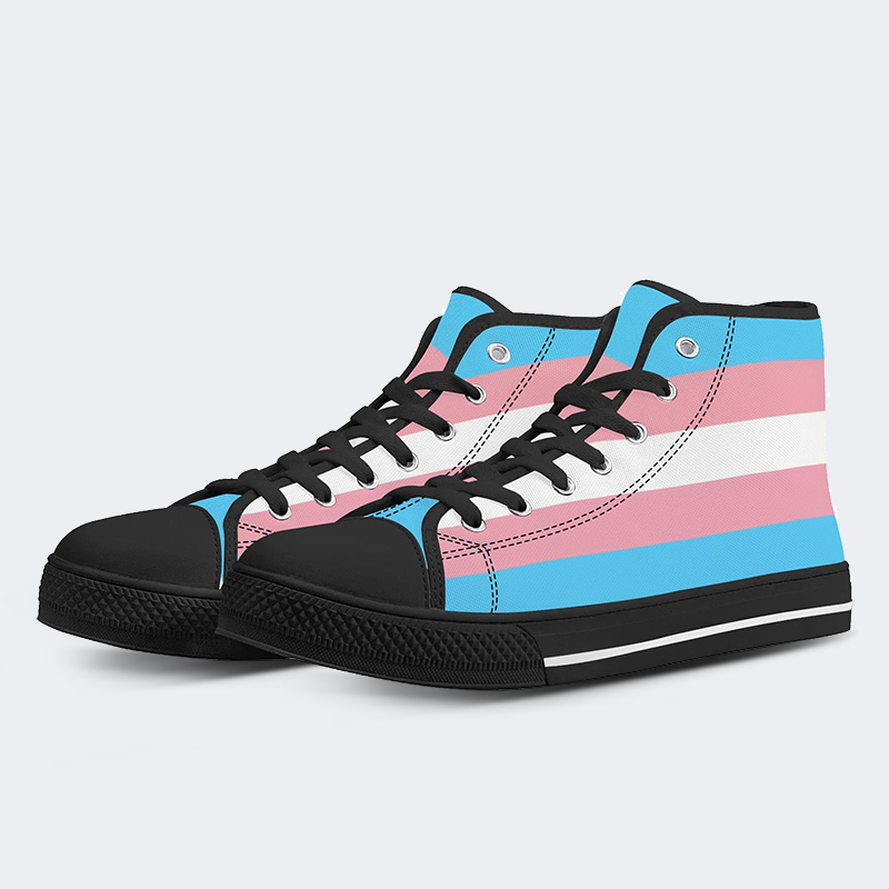 Transgender Flag High Top Canvas Shoes