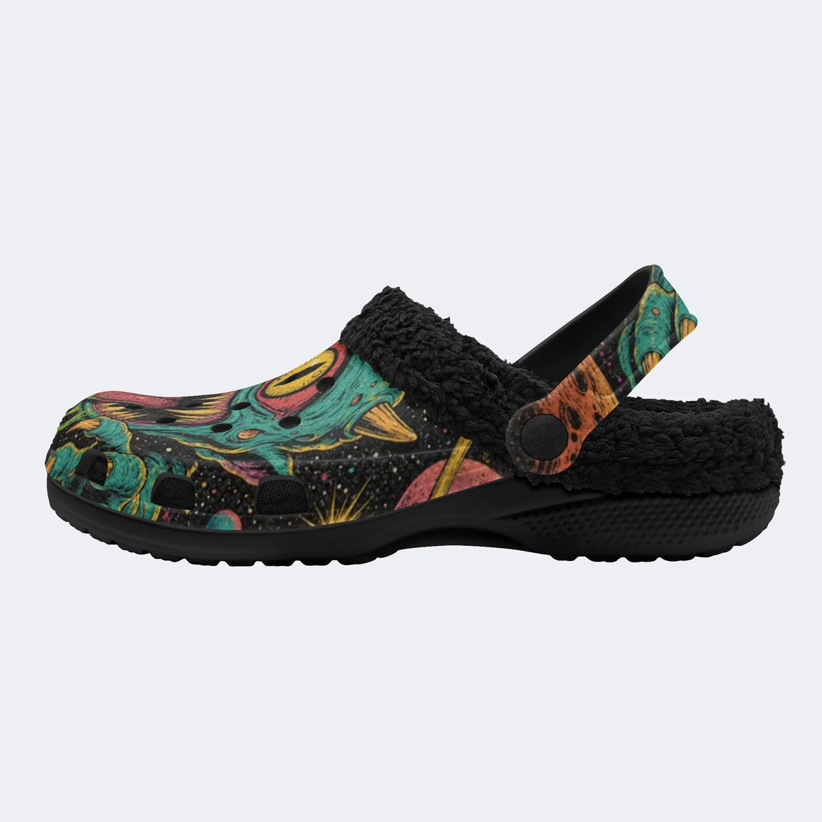 Cosmic Monster Face - Fur Lined Slippers/Sandals