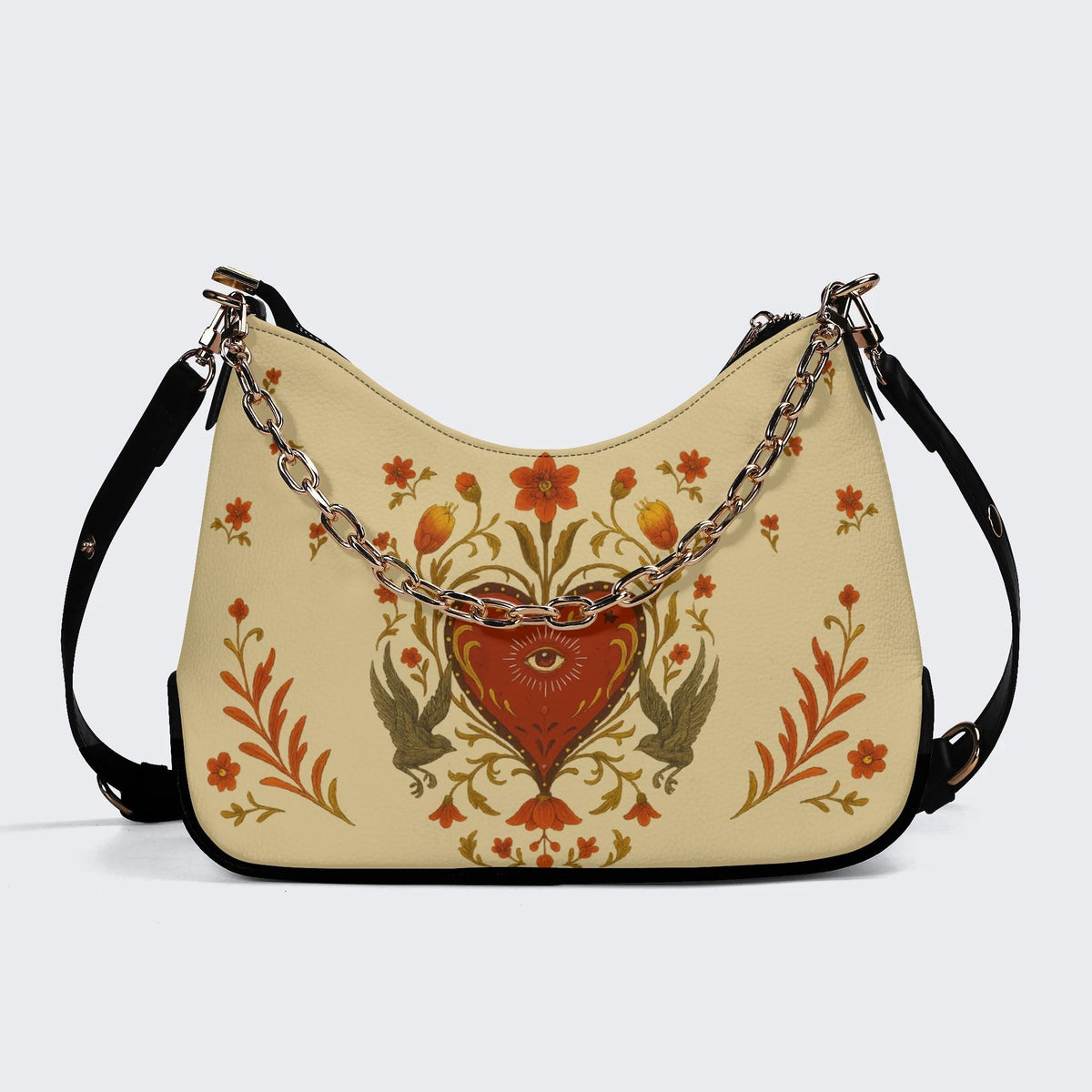 Heart Eyes Print - Leather Crossbody Bag
