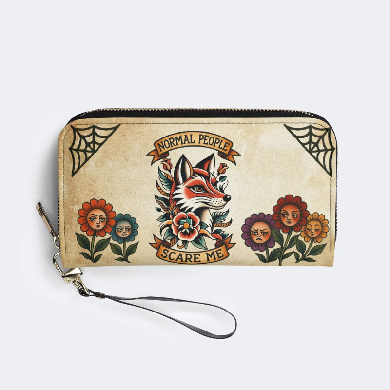 Retro Fox Head Print Leather Wallet Factory Direct Sales