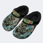 Gothic Horror Zombie Lightning Comic Art - Fur Lined Slippers/Sandals