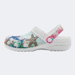 Colorful Whale And Starfish - Fur Lined Slippers/Sandals