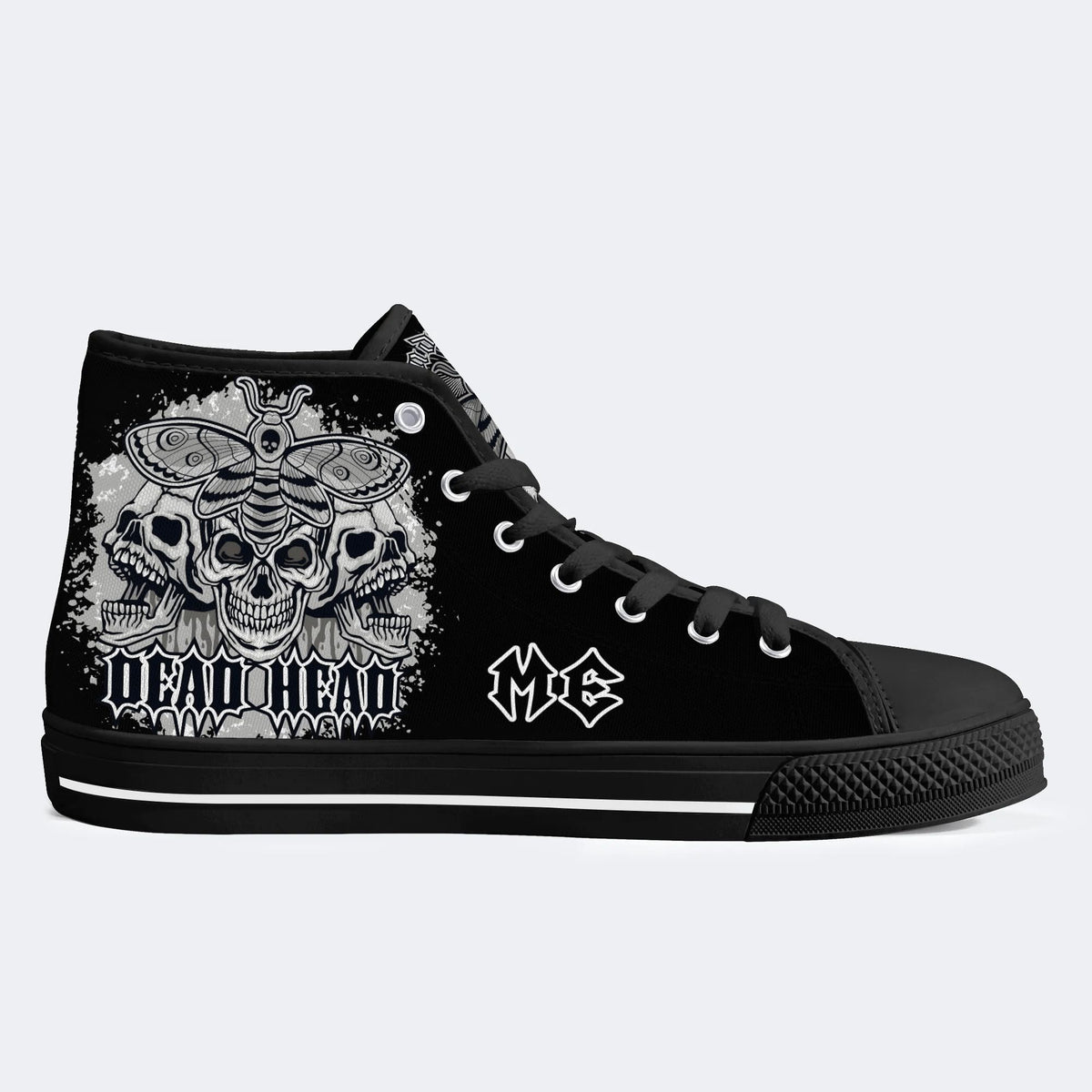 Personalized Surreal Death Moth&Skull Name - High Top Canvas