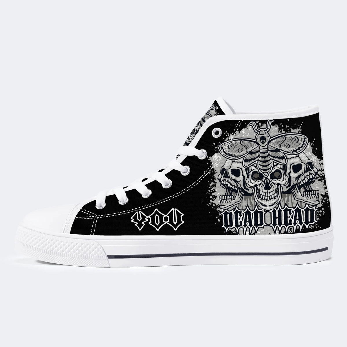 Personalized Surreal Death Moth&Skull Name - High Top Canvas