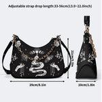 Snake And Beath Moth Print - Leather Crossbody Bag
