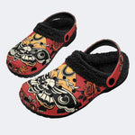 Old School Moth Rose - Fur Lined Slippers/Sandals