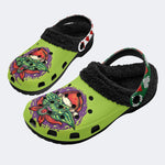 Scary Goblin Christmas Hat Print - Fur Lined Slippers/Sandals