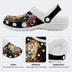 Sailboat&Eagle Vintage Print - Fur Lined Slippers/Sandals