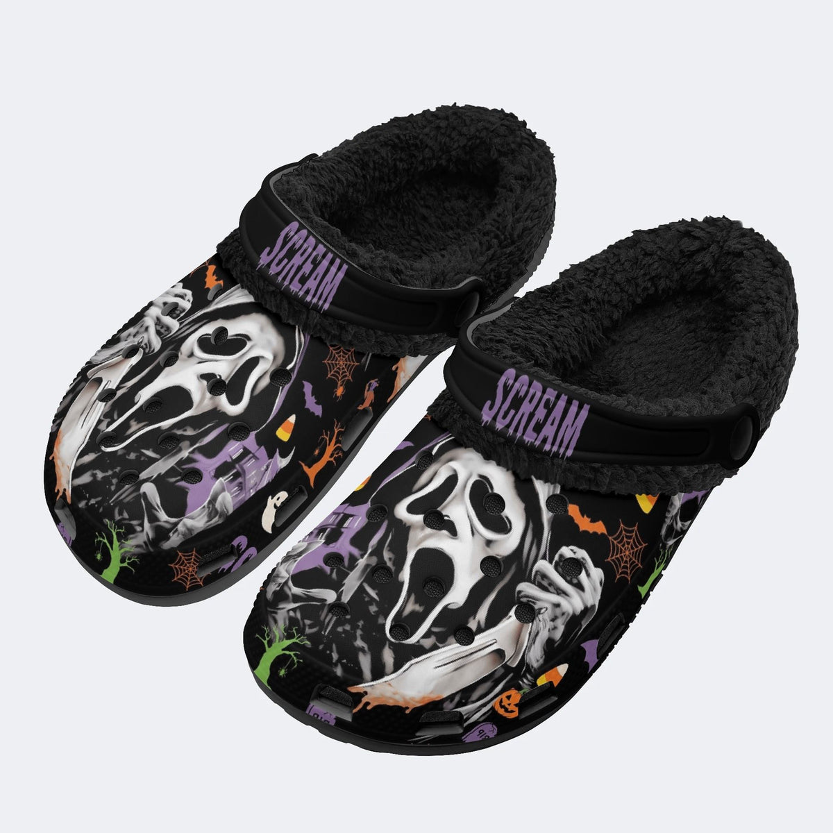 Horror Ghost Face - Fur Lined Slippers/Sandals