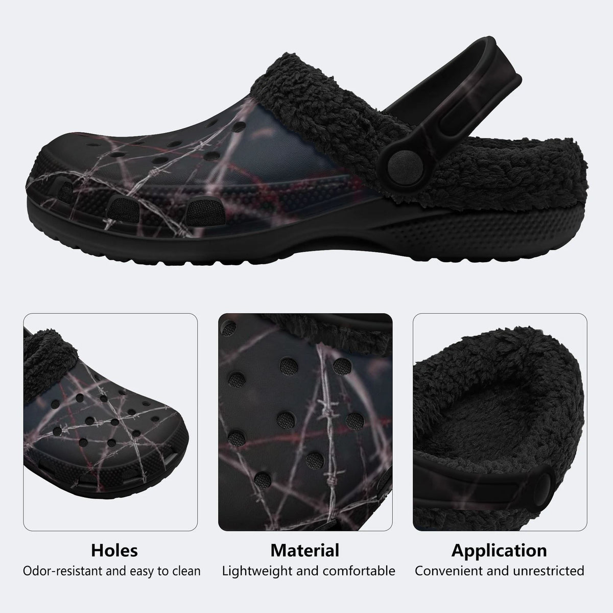 Barbed Wire - Fur Lined Slippers/Sandals