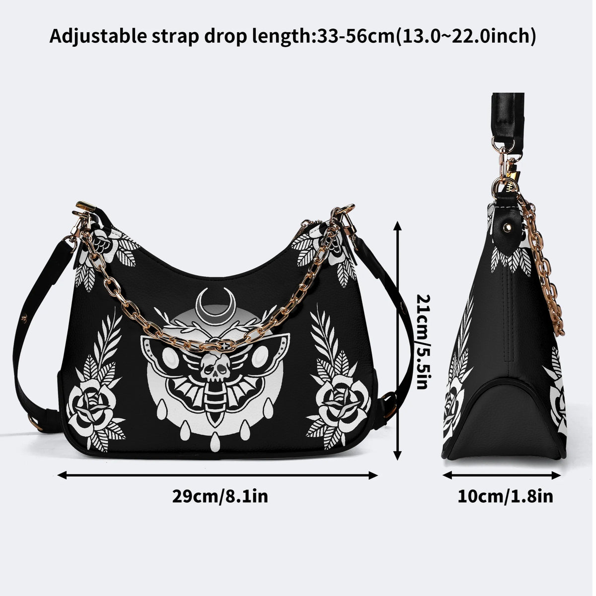 Death Moth Vintage Print - Leather Crossbody Bag