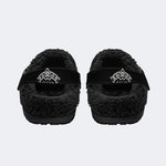 Bats&Skulls&Scorpions Print - Fur Lined Slippers/Sandals