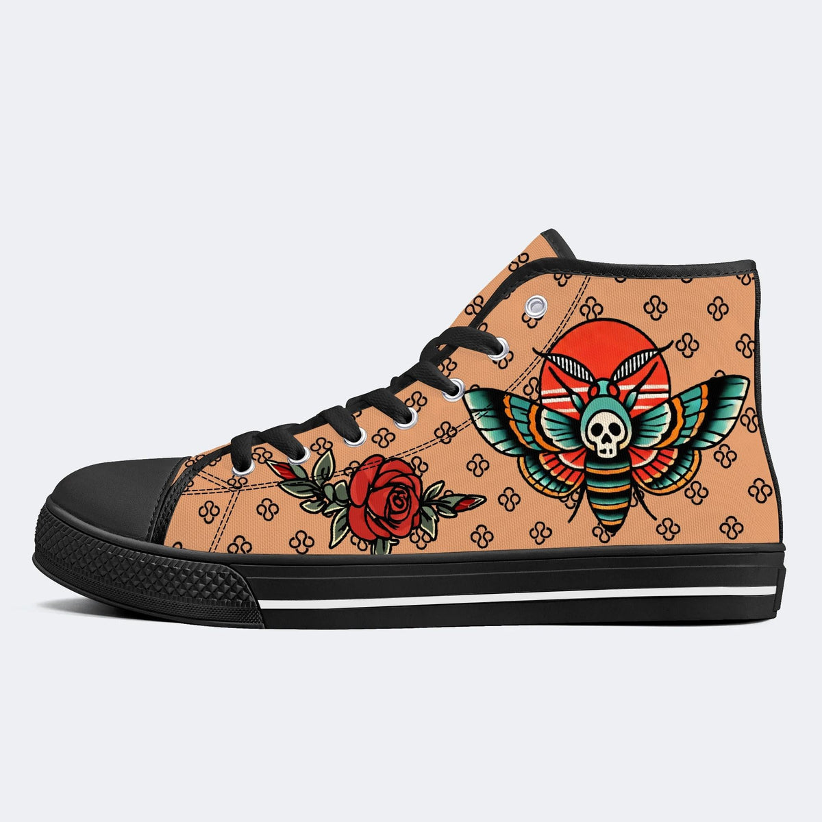 Vintage Rose Death Moth - High Top Canvas
