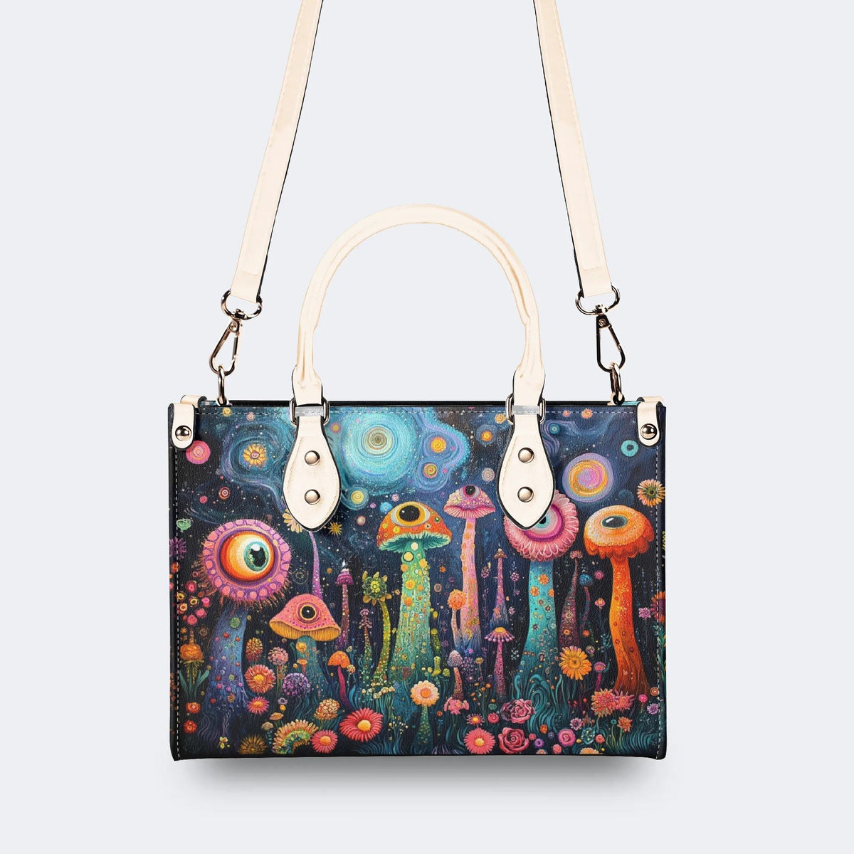 The World Of Mushrooms - Leather Handbag