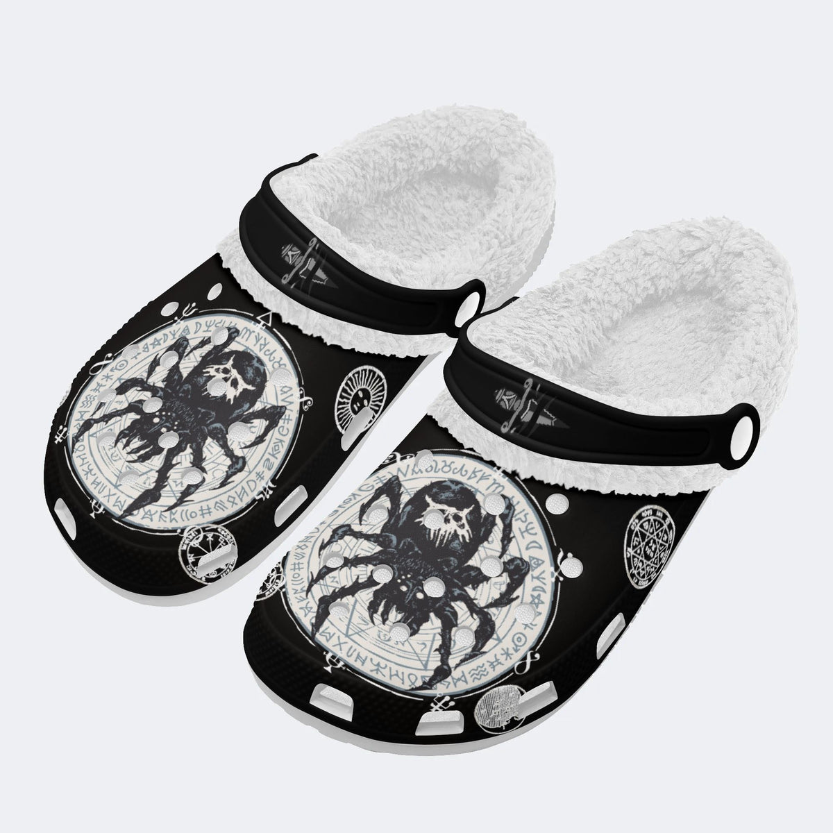 Spider Vintage Print - Fur Lined Slippers/Sandals