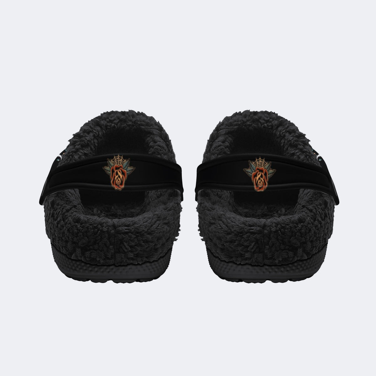 Vintage Death Moth Print - Fur Lined Slippers/Sandals