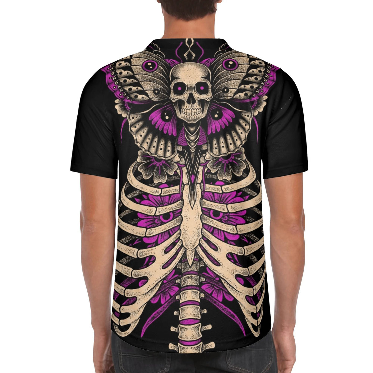 Dark Moth Skull - Men's Short Sleeve Baseball Jersey
