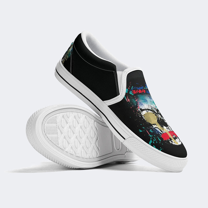 Unisex Skull Graphic Print - Slip On Shoes