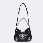 Death Moth Under The Stars - Leather Crossbody Bag