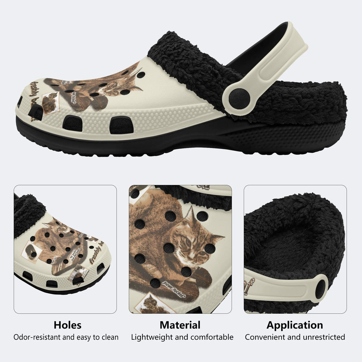 Cat Loaf Unisex Vintage - Fur Lined Slippers/Sandals