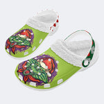 Scary Goblin Christmas Hat Print - Fur Lined Slippers/Sandals