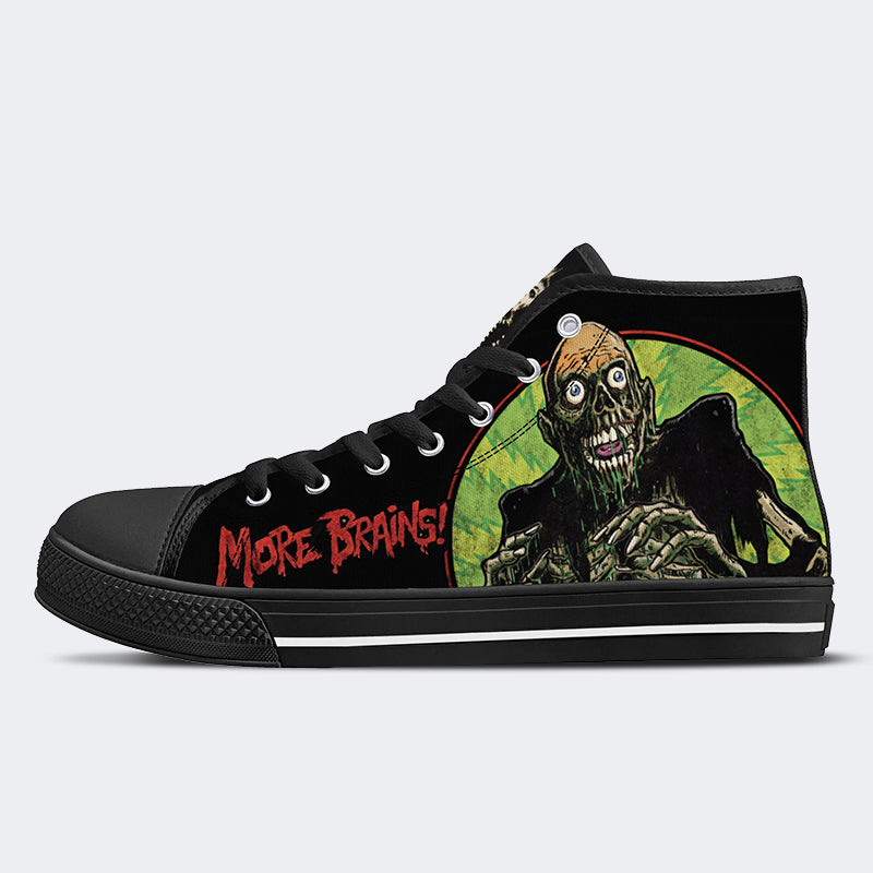 Unisex More Brains Print - High Top Canvas