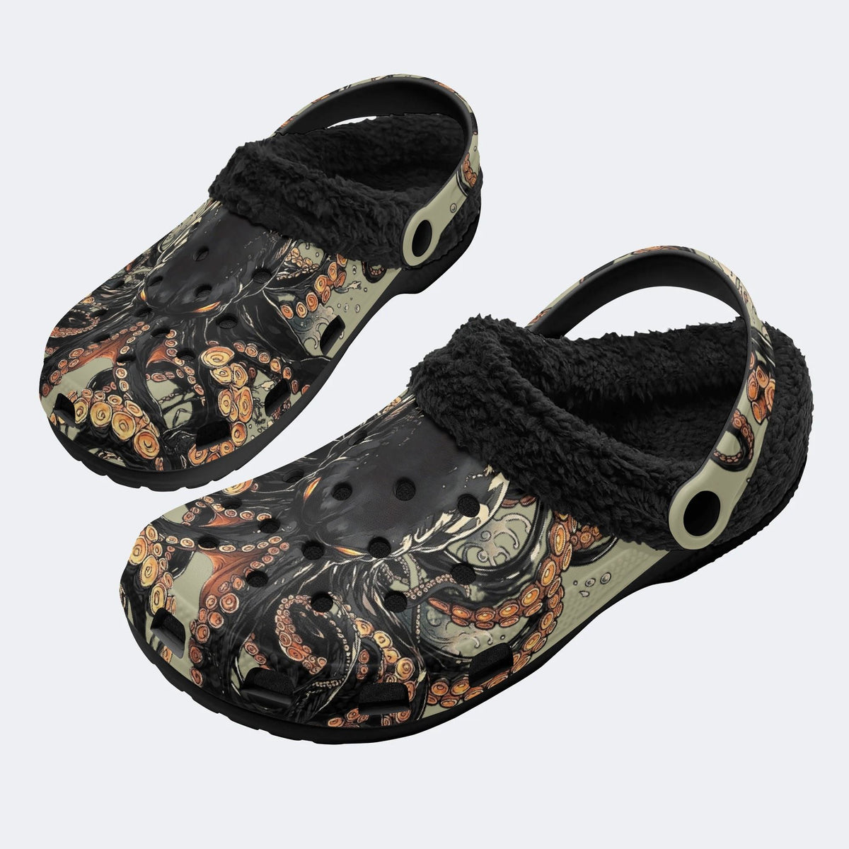 Abyssal Ink - Fur Lined Slippers/Sandals
