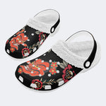 Tenggu Mask Print - Fur Lined Slippers/Sandals