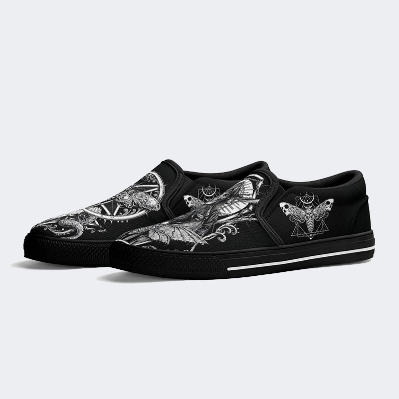 Surreal Death Moth&Skull - Slip On Shoes