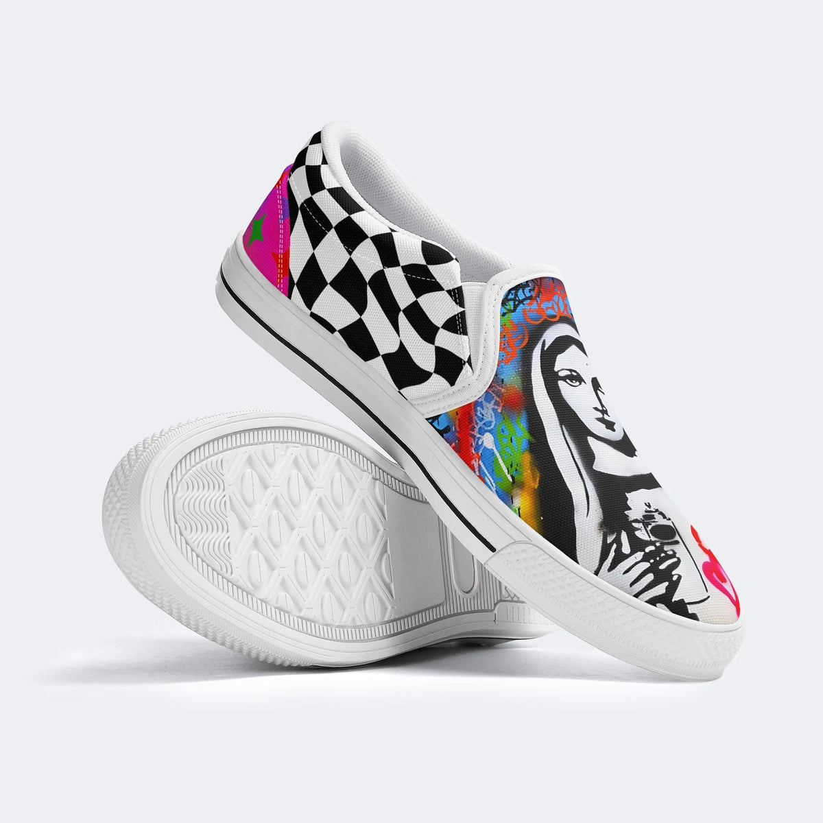 Unisex Graffiti Mary Art Print - Slip On Shoes