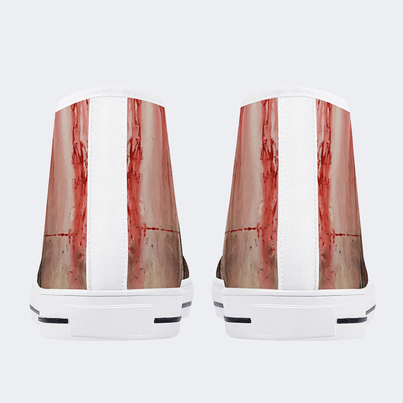 Weird Blood Dark Horror Gothic Halloween Vintage Art Print - Slip On Shoes - High Top Canvas