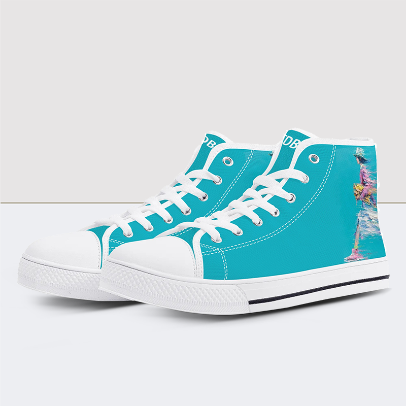 'Go' Print High Top Canvas Shoes