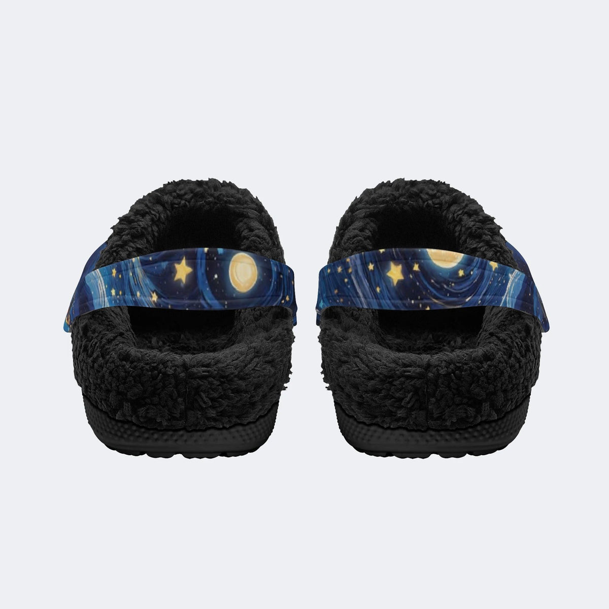 Van Gogh Black Cat - Fur Lined Slippers/Sandals