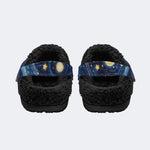 Van Gogh Black Cat - Fur Lined Slippers/Sandals