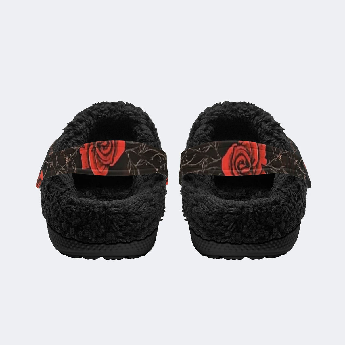 Skull Butterfly Rose - Fur Lined Slippers/Sandals