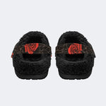 Skull Butterfly Rose - Fur Lined Slippers/Sandals