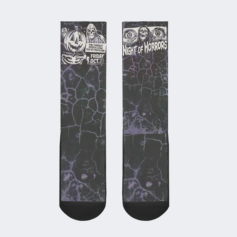 Unisex Night Of Horror Print - Crew Socks