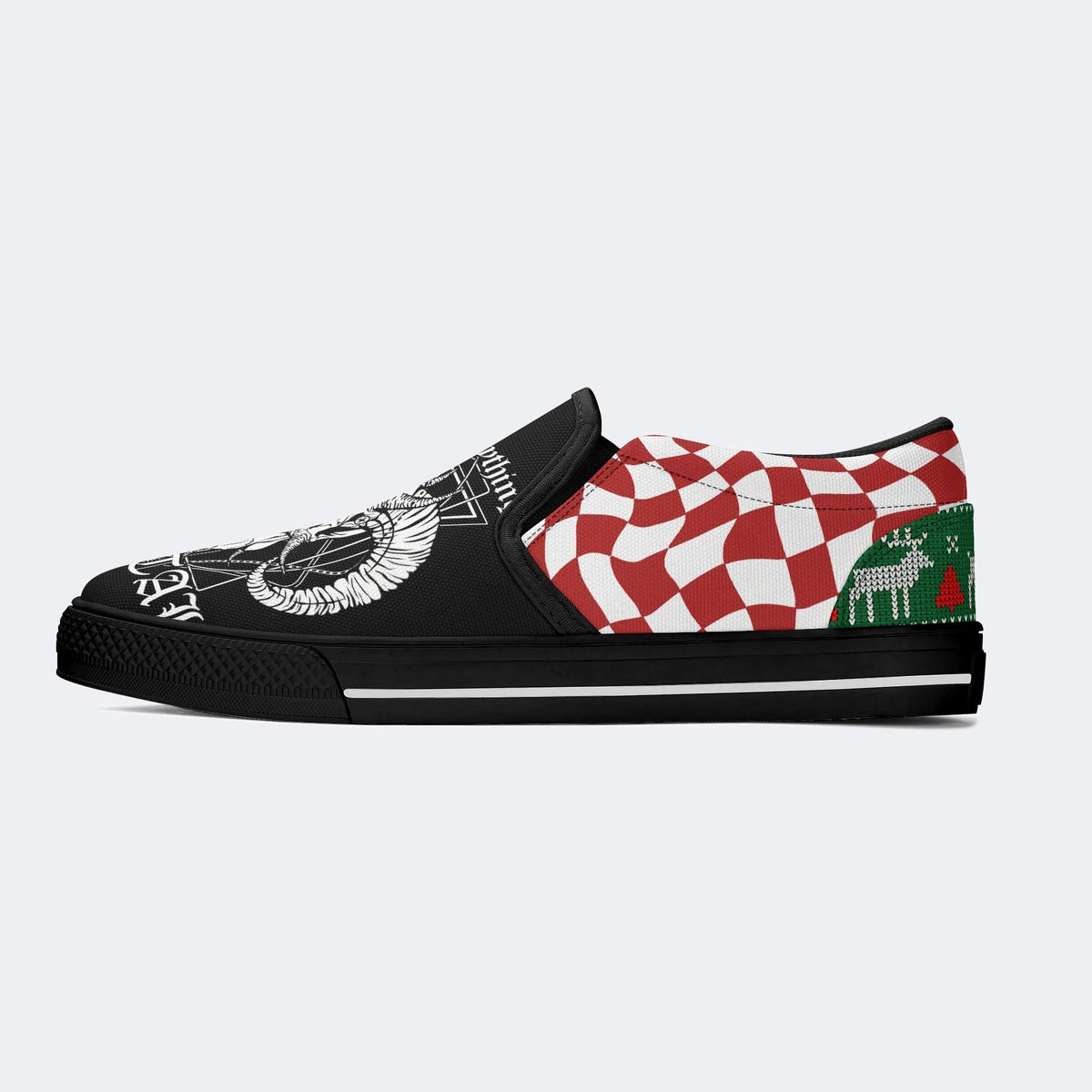 Art Skull Goat Print - Slip On Shoes