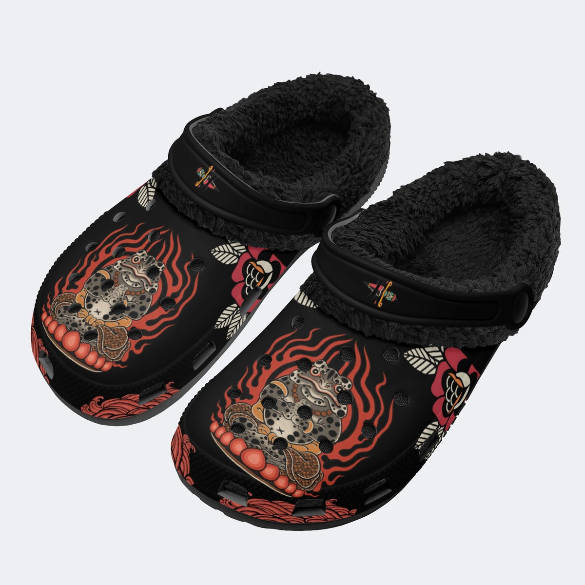 Traditional Ninja Frog Print - Fur Lined Slippers/Sandals