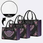 Purple Death Moth Print - Leather Handbag