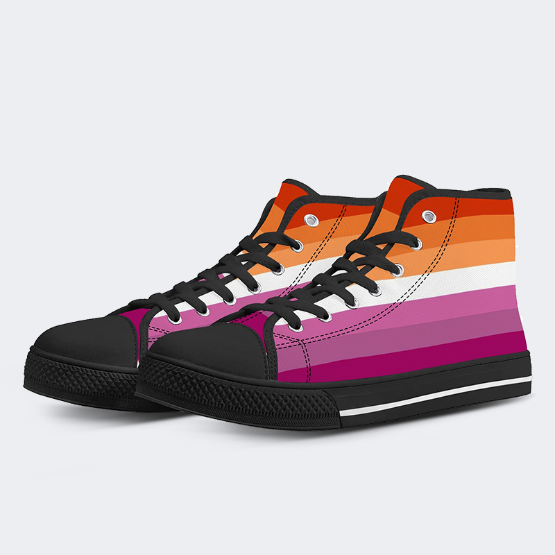 Lesbian Pride Flag High Top Canvas Shoes