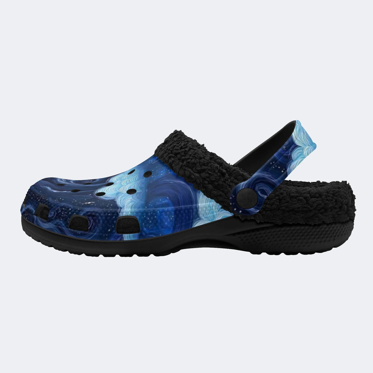 Blue Swirl Galaxy - Fur Lined Slippers/Sandals