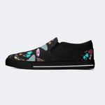 Fluorescent Moth And Botanical Print - Slip On Shoes