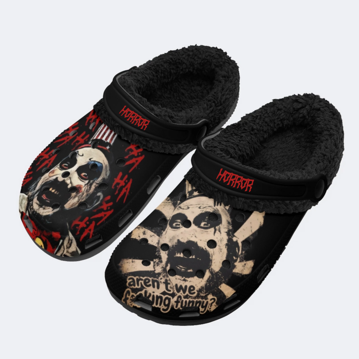 Personalized Name Horror Print - Fur Lined Slippers