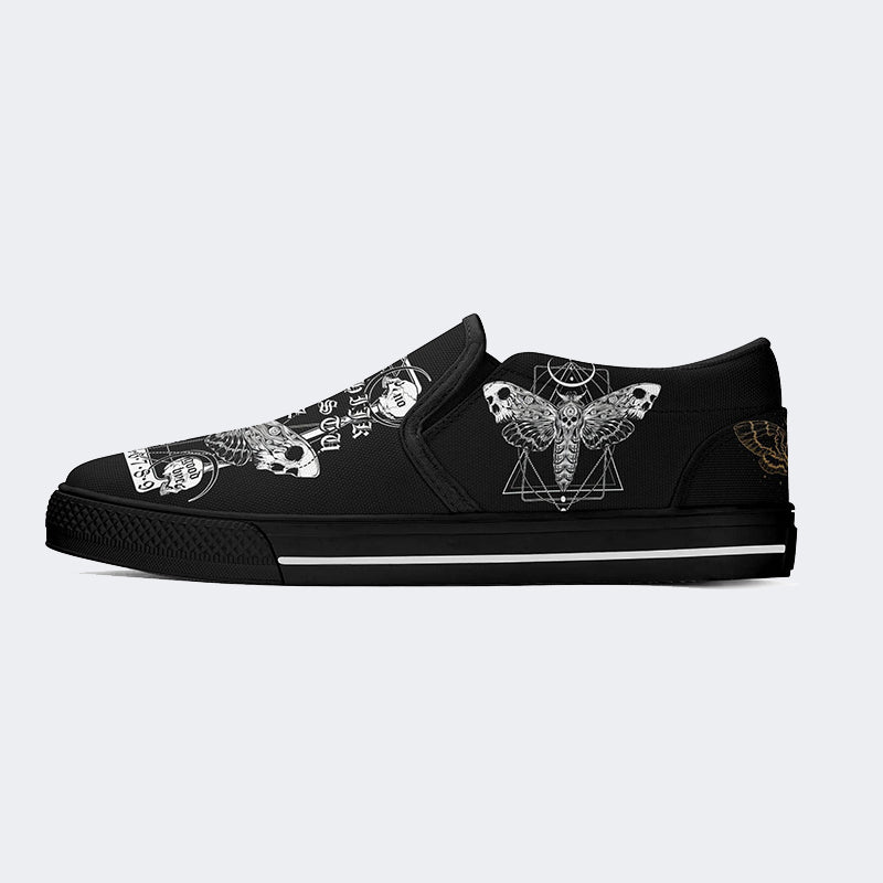 Surreal Death Moth Print - Slip On Shoes