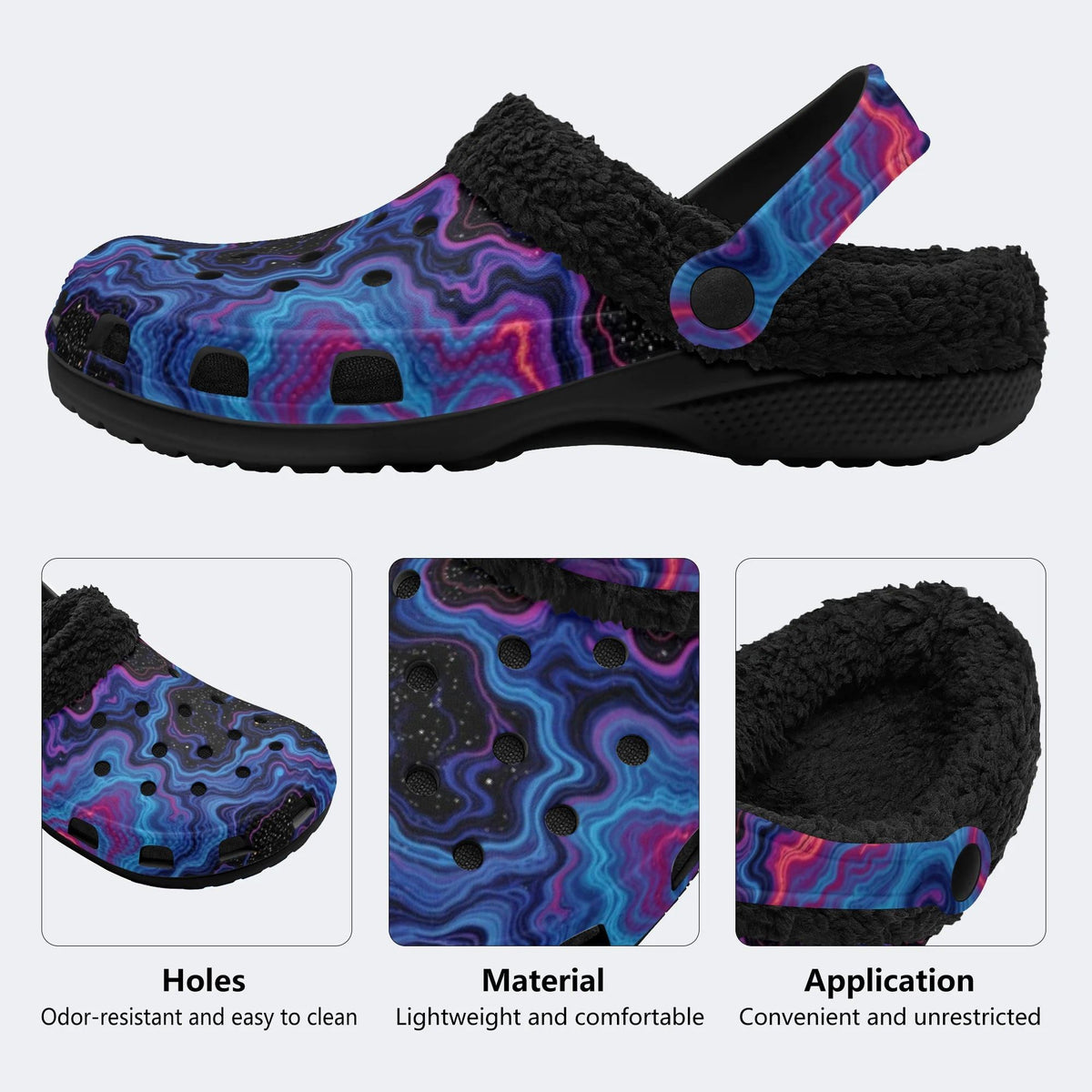 Cosmic Nebula Swirl - Fur Lined Slippers/Sandals