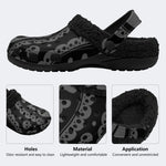 Grey Sugar Skull - Fur Lined Slippers/Sandals